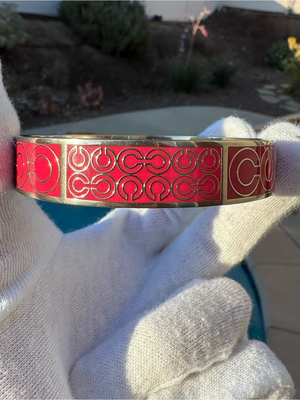 Coach hot pink bangle bracelet 7 1/2 - Picture 6 of 14